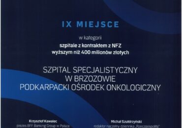 Szpital Specjalistyczny w Brzozowie ponownie wśród najlepszych w Polsce!
